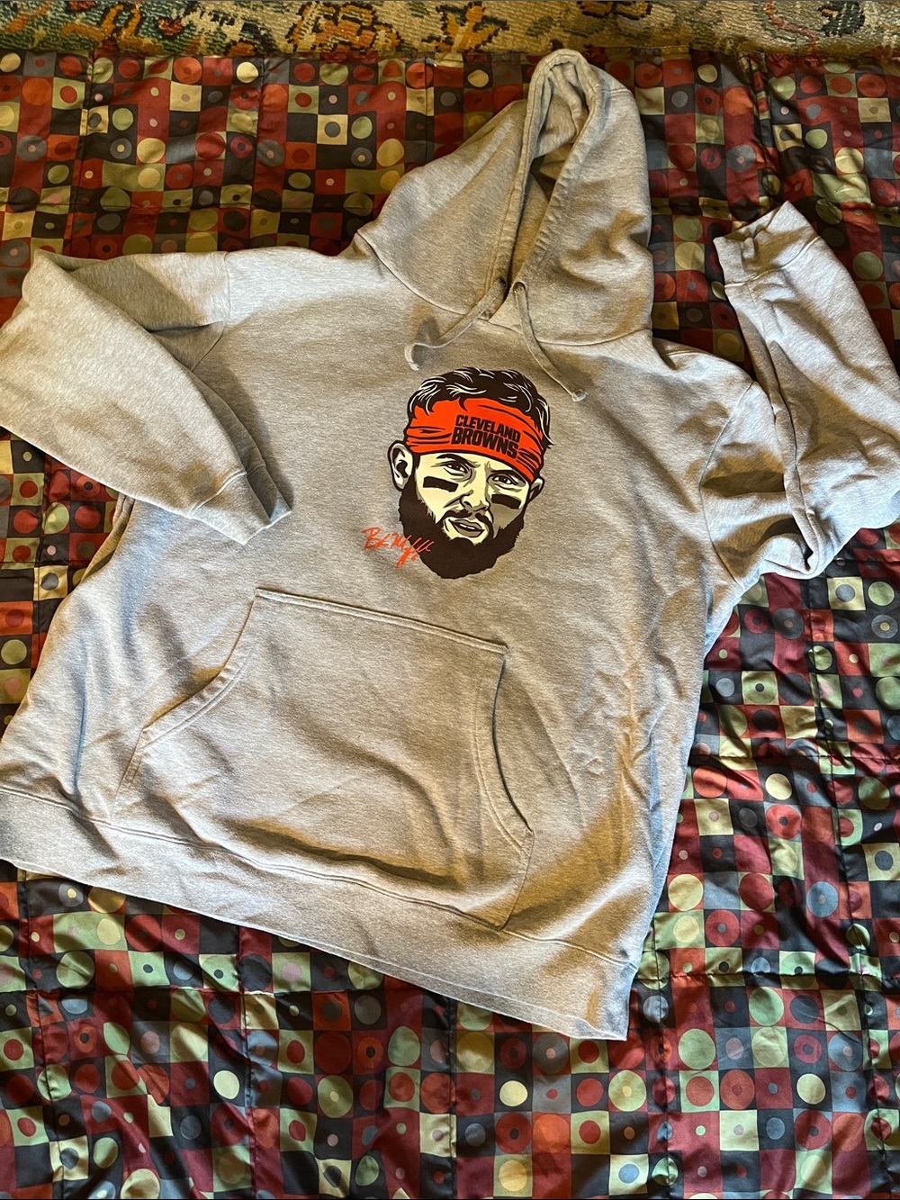 Fanatics Gray Cleveland Browns Graphic Pullover Hoodie (Baker Mayfield)